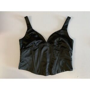 Jason Wu Structured Satin Bustier Top Women's Large Black Corset Cropped Boned